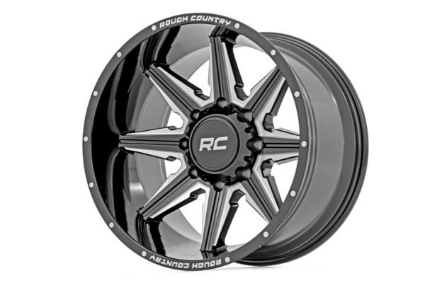 Rough Country 91 Series Milled One-Piece | Gloss Black | 22x12 | 8x170 | -44mm